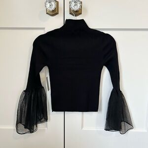 Anthropologie Black Bell Sleeve Top - XXS Petite
